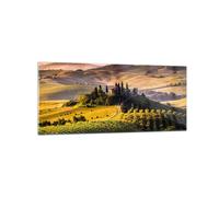 Cuadro Sobre Vidrio 120x50cm Cuadros Pared Agricultura granja toscana viña Art