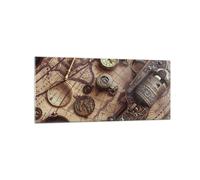 Cuadro Sobre Vidrio 120x50cm Cuadros Pared Cartografía Vintage Brújula Wall Art