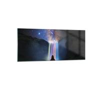 Cuadro Sobre Vidrio 120x50cm Cuadros Pared Cascada Las Estrellas Meditación Art