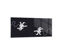 Cuadro Sobre Vidrio 120x50cm Cuadros Pared Dibujos animados astronautas cosmos