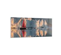 Cuadro Sobre Vidrio 120x50cm Cuadros Pared Glaciar Océano Groenlandia Wall Art