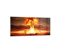 Cuadro Sobre Vidrio 120x50cm Cuadros Pared Guerra bomba nuclear seta apocalipsis