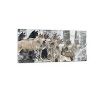 Cuadro Sobre Vidrio 120x50cm Cuadros Pared Manada Lobos Invierno Wall Art Prints