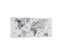 Cuadro Sobre Vidrio 120x50cm Cuadros Pared Mapa El Mundo Continentes Wall Art