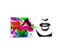 Cuadro Sobre Vidrio 120x50cm Cuadros Pared Mujer cara labios maquillaje Wall Art