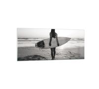 Cuadro Sobre Vidrio 120x50cm Cuadros Pared Mujer Playa Surf Wall Art Prints
