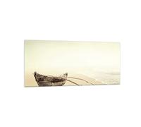 Cuadro Sobre Vidrio 120x50cm Cuadros Pared Łódź Naufragio Mar Wall Art Prints
