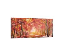 Cuadro Sobre Vidrio 120x50cm Cuadros Pared Otoño Bosque Rojo Wall Art Prints