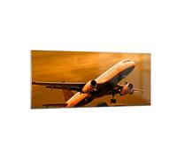 Cuadro Sobre Vidrio 120x50cm Cuadros Pared Pasajeros avión avión alas Wall Art