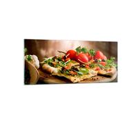 Cuadro Sobre Vidrio 120x50cm Cuadros Pared Pizza vegetariana italia comida Art