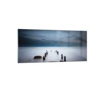 Cuadro Sobre Vidrio 120x50cm Cuadros Pared Rompeolas Niebla Noche Wall Art