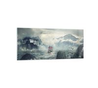 Cuadro Sobre Vidrio 120x50cm Cuadros Pared Tormenta Montañas Velero Wall Art