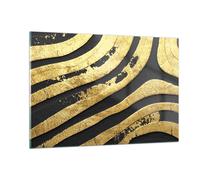 Cuadro Sobre Vidrio 120x80cm Cuadros Pared Abstracción Tridimensional Oro Art