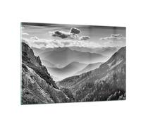 Cuadro Sobre Vidrio 120x80cm Cuadros Pared Blanco Y Negro Paisaje Montañas Art