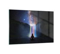 Cuadro Sobre Vidrio 120x80cm Cuadros Pared Cascada Las Estrellas Meditación Art