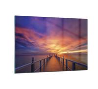 Cuadro Sobre Vidrio 120x80cm Cuadros Pared Cielo Los Colores Muelle Wall Art