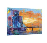 Cuadro Sobre Vidrio 120x80cm Cuadros Pared Ciudad Puente Empasto Wall Art Prints