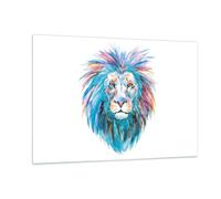 Cuadro Sobre Vidrio 120x80cm Cuadros Pared Colorido león melena Wall Art Prints