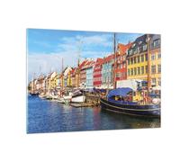 Cuadro Sobre Vidrio 120x80cm Cuadros Pared Copenhague Nahavn Barcos Wall Art