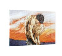 Cuadro Sobre Vidrio 120x80cm Cuadros Pared Cuerpo Hombre Colorido Wall Art