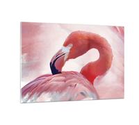 Cuadro Sobre Vidrio 120x80cm Cuadros Pared Flamenco Ave Retrato Wall Art Prints
