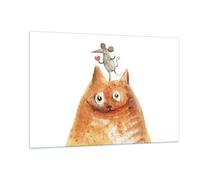 Cuadro Sobre Vidrio 120x80cm Cuadros Pared Gato Ratón Infantil Wall Art Prints