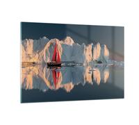 Cuadro Sobre Vidrio 120x80cm Cuadros Pared Glaciar Océano Groenlandia Wall Art