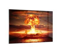Cuadro Sobre Vidrio 120x80cm Cuadros Pared Guerra bomba nuclear seta apocalipsis