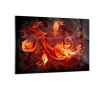 Cuadro Sobre Vidrio 120x80cm Cuadros Pared Hojas fuego patrón Wall Art Prints