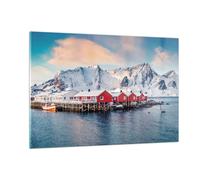 Cuadro Sobre Vidrio 120x80cm Cuadros Pared Lofoten Aldea Pesca Wall Art Prints
