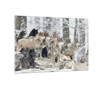 Cuadro Sobre Vidrio 120x80cm Cuadros Pared Manada Lobos Invierno Wall Art Prints