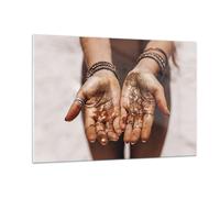 Cuadro Sobre Vidrio 120x80cm Cuadros Pared Manos Playa Oro Wall Art Prints Decor