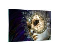 Cuadro Sobre Vidrio 120x80cm Cuadros Pared Máscara Cara Misterio Wall Art Prints