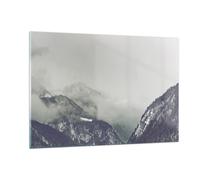 Cuadro Sobre Vidrio 120x80cm Cuadros Pared Montañas Bosque Niebla Wall Art