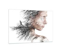 Cuadro Sobre Vidrio 120x80cm Cuadros Pared Mujer Doble Exposición Wall Art