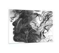 Cuadro Sobre Vidrio 120x80cm Cuadros Pared Mujer Línea Arte. Wall Art Prints