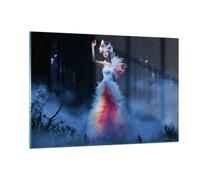 Cuadro Sobre Vidrio 120x80cm Cuadros Pared Mujer misterio noche bosque Wall Art
