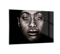 Cuadro Sobre Vidrio 120x80cm Cuadros Pared Negro Retrato Lágrima Wall Art Prints