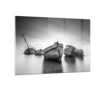 Cuadro Sobre Vidrio 120x80cm Cuadros Pared Łódź Naufragio Barco Wall Art Prints