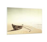 Cuadro Sobre Vidrio 120x80cm Cuadros Pared Łódź Naufragio Mar Wall Art Prints