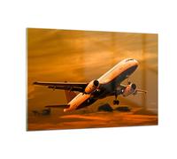 Cuadro Sobre Vidrio 120x80cm Cuadros Pared Pasajeros avión avión alas Wall Art