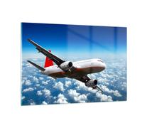 Cuadro Sobre Vidrio 120x80cm Cuadros Pared Pasajeros avión motores nubes Art