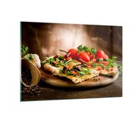 Cuadro Sobre Vidrio 120x80cm Cuadros Pared Pizza vegetariana italia comida Art