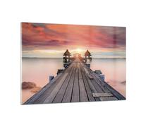 Cuadro Sobre Vidrio 120x80cm Cuadros Pared Puente Madera Paseo Wall Art Prints