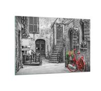 Cuadro Sobre Vidrio 120x80cm Cuadros Pared rojo bicicleta avenida Wall Art