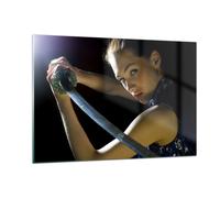 Cuadro Sobre Vidrio 120x80cm Cuadros Pared Valiente hembra metal espada Wall Art