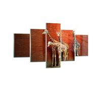 Cuadro Sobre Vidrio 125x70cm Cuadros Pared Animales jirafas zoológico familia