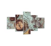 Cuadro Sobre Vidrio 125x70cm Cuadros Pared Brújula Vintage Mapa Wall Art Prints