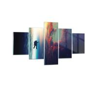 Cuadro Sobre Vidrio 125x70cm Cuadros Pared Cosmos astronauta planeta Wall Art