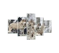 Cuadro Sobre Vidrio 125x70cm Cuadros Pared Manada Lobos Invierno Wall Art Prints